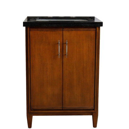 Bellaterra 25" Walnut Wood Single Vanity w/ Counter Top and Sink 400901-25-WA-BGR (Black Galaxy Granite)