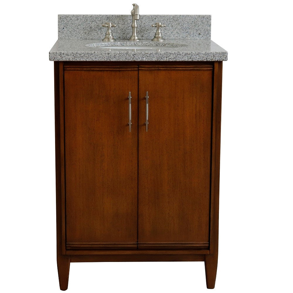 Bellaterra 25" Walnut Wood Single Vanity w/ Counter Top and Sink 400901-25-WA-GYO (Gray Granite)