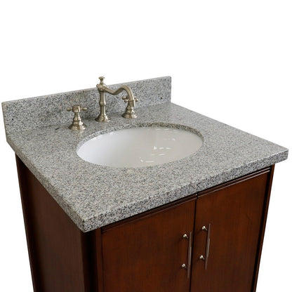 Bellaterra 25" Walnut Wood Single Vanity w/ Counter Top and Sink 400901-25-WA-GYO (Gray Granite)