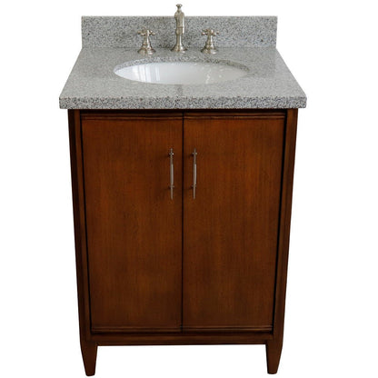 Bellaterra 25" Walnut Wood Single Vanity w/ Counter Top and Sink 400901-25-WA-GYO (Gray Granite)