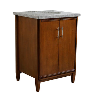 Bellaterra 25" Walnut Wood Single Vanity w/ Counter Top and Sink 400901-25-WA-GYO (Gray Granite)