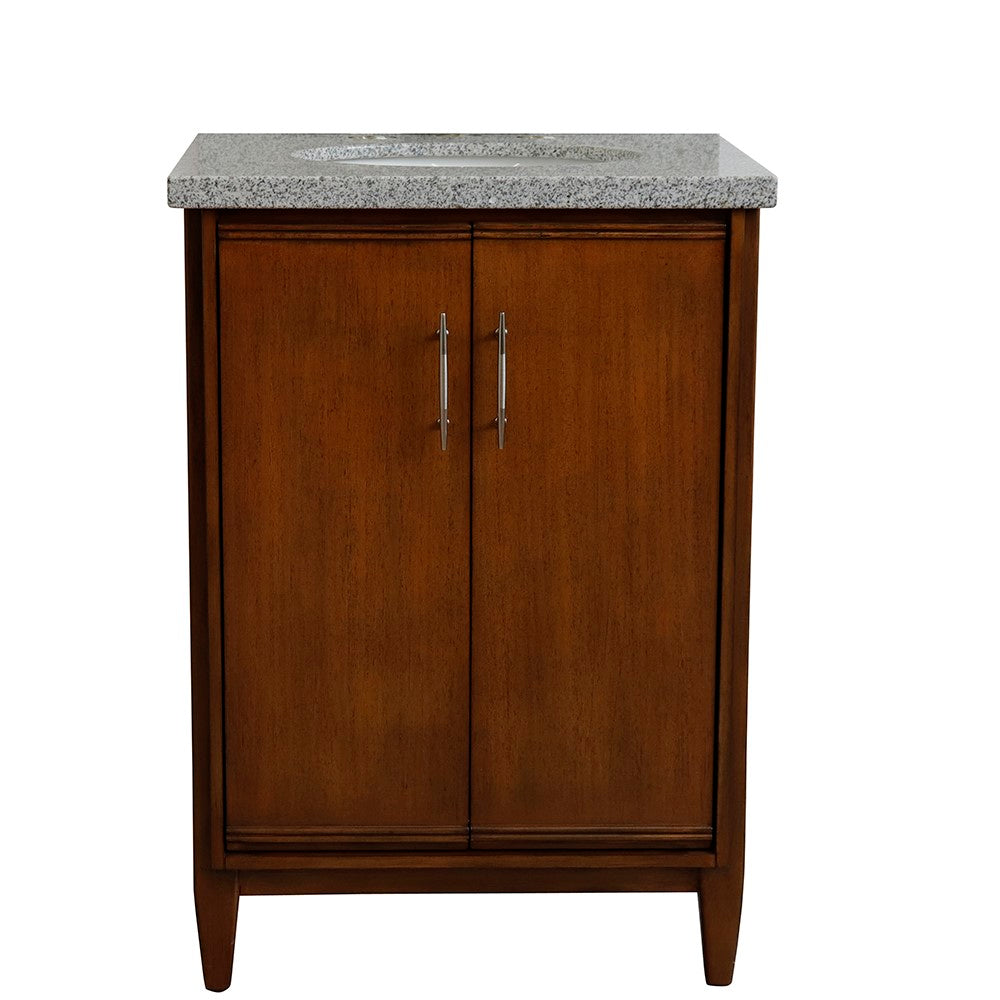 Bellaterra 25" Walnut Wood Single Vanity w/ Counter Top and Sink 400901-25-WA-GYO (Gray Granite)