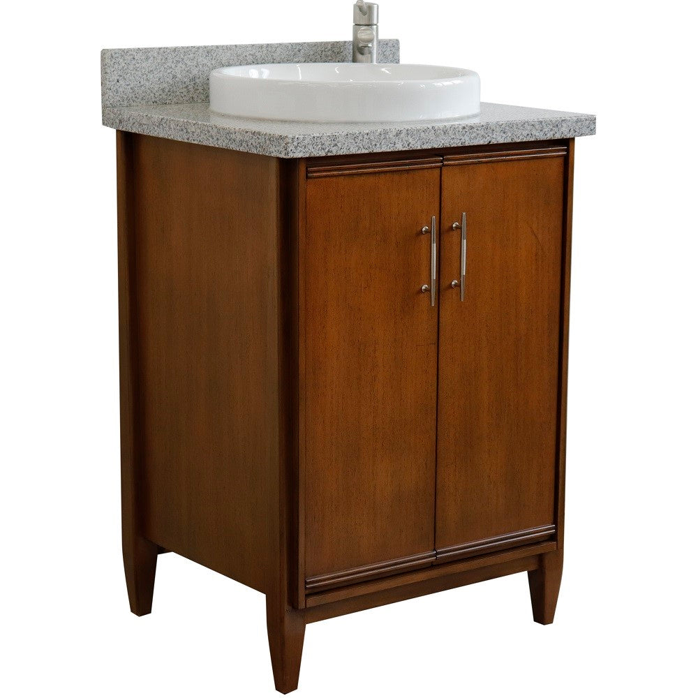 Bellaterra 25" Walnut Wood Single Vanity w/ Counter Top and Sink 400901-25-WA-GYRD (Gray Granite)