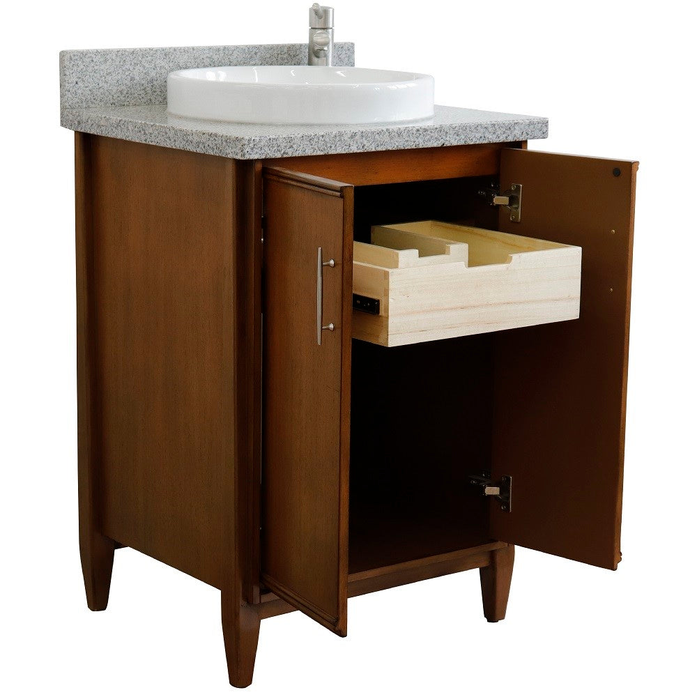 Bellaterra 25" Walnut Wood Single Vanity w/ Counter Top and Sink 400901-25-WA-GYRD (Gray Granite)