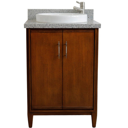 Bellaterra 25" Walnut Wood Single Vanity w/ Counter Top and Sink 400901-25-WA-GYRD (Gray Granite)