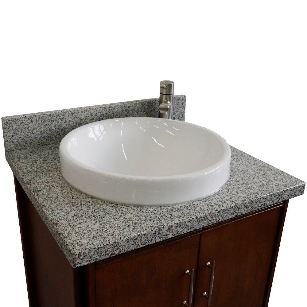 Bellaterra 25" Walnut Wood Single Vanity w/ Counter Top and Sink 400901-25-WA-GYRD (Gray Granite)