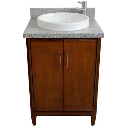 Bellaterra 25" Walnut Wood Single Vanity w/ Counter Top and Sink 400901-25-WA-GYRD (Gray Granite)