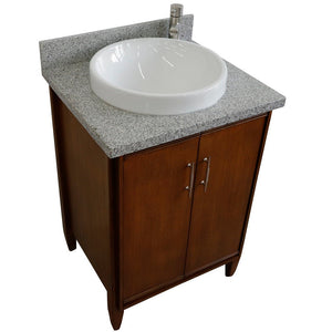 Bellaterra 25" Walnut Wood Single Vanity w/ Counter Top and Sink 400901-25-WA-GYRD (Gray Granite)