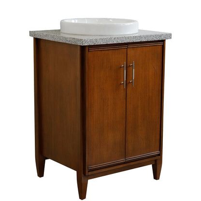 Bellaterra 25" Walnut Wood Single Vanity w/ Counter Top and Sink 400901-25-WA-GYRD (Gray Granite)