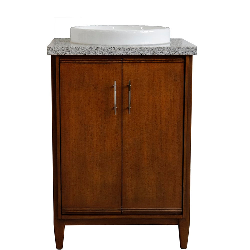 Bellaterra 25" Walnut Wood Single Vanity w/ Counter Top and Sink 400901-25-WA-GYRD (Gray Granite)