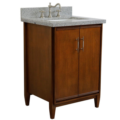 Bellaterra 25" Walnut Wood Single Vanity w/ Counter Top and Sink 400901-25-WA-GYR (Gray Granite)