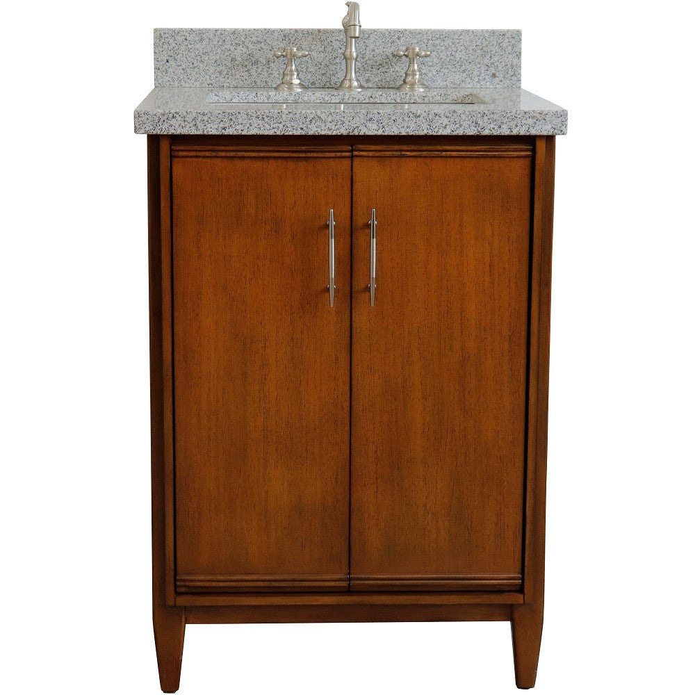 Bellaterra 25" Walnut Wood Single Vanity w/ Counter Top and Sink 400901-25-WA-GYR (Gray Granite)