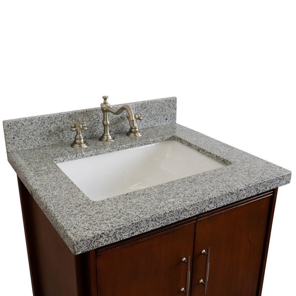 Bellaterra 25" Walnut Wood Single Vanity w/ Counter Top and Sink 400901-25-WA-GYR (Gray Granite)