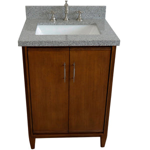 Bellaterra 25" Walnut Wood Single Vanity w/ Counter Top and Sink 400901-25-WA-GYR (Gray Granite)