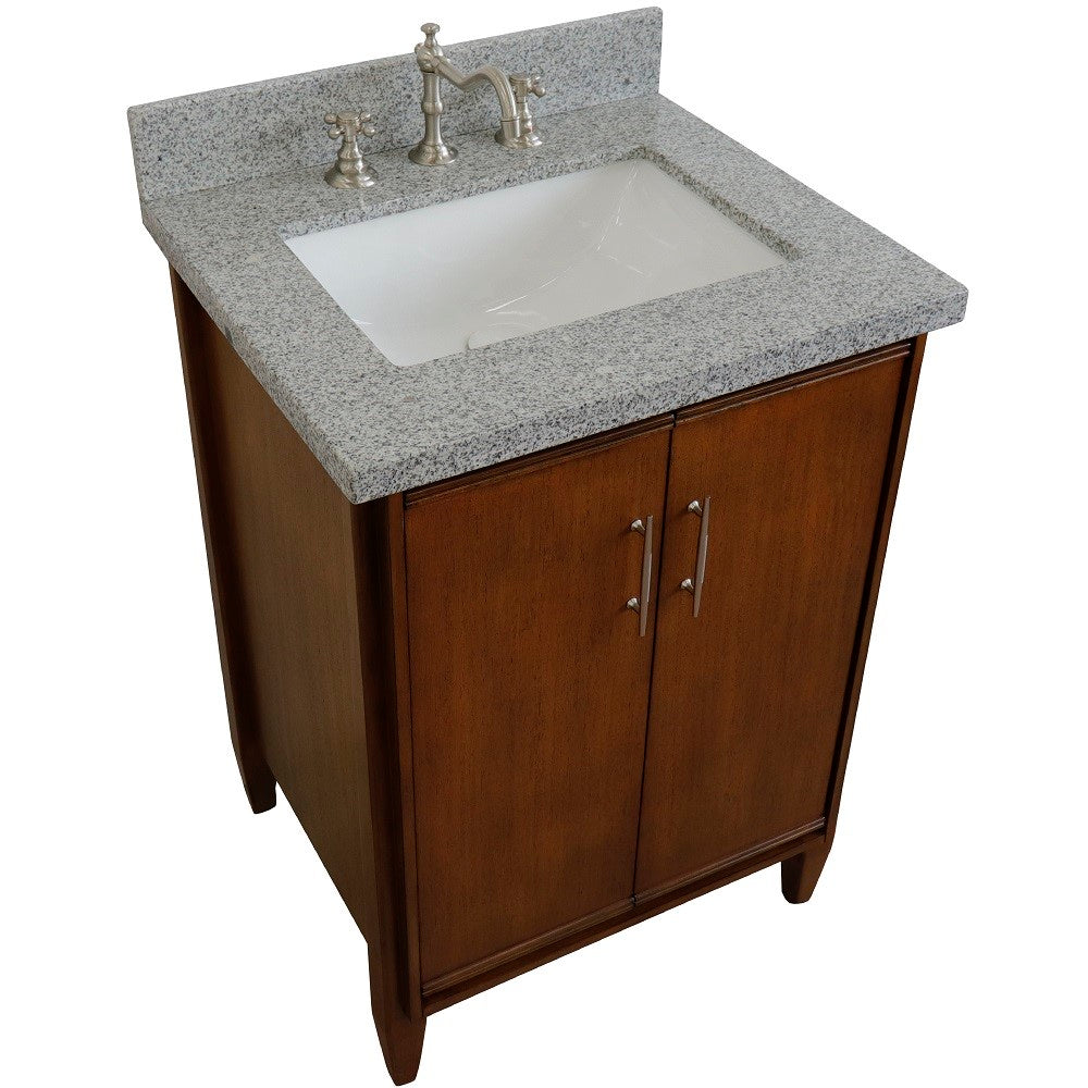 Bellaterra 25" Walnut Wood Single Vanity w/ Counter Top and Sink 400901-25-WA-GYR (Gray Granite)