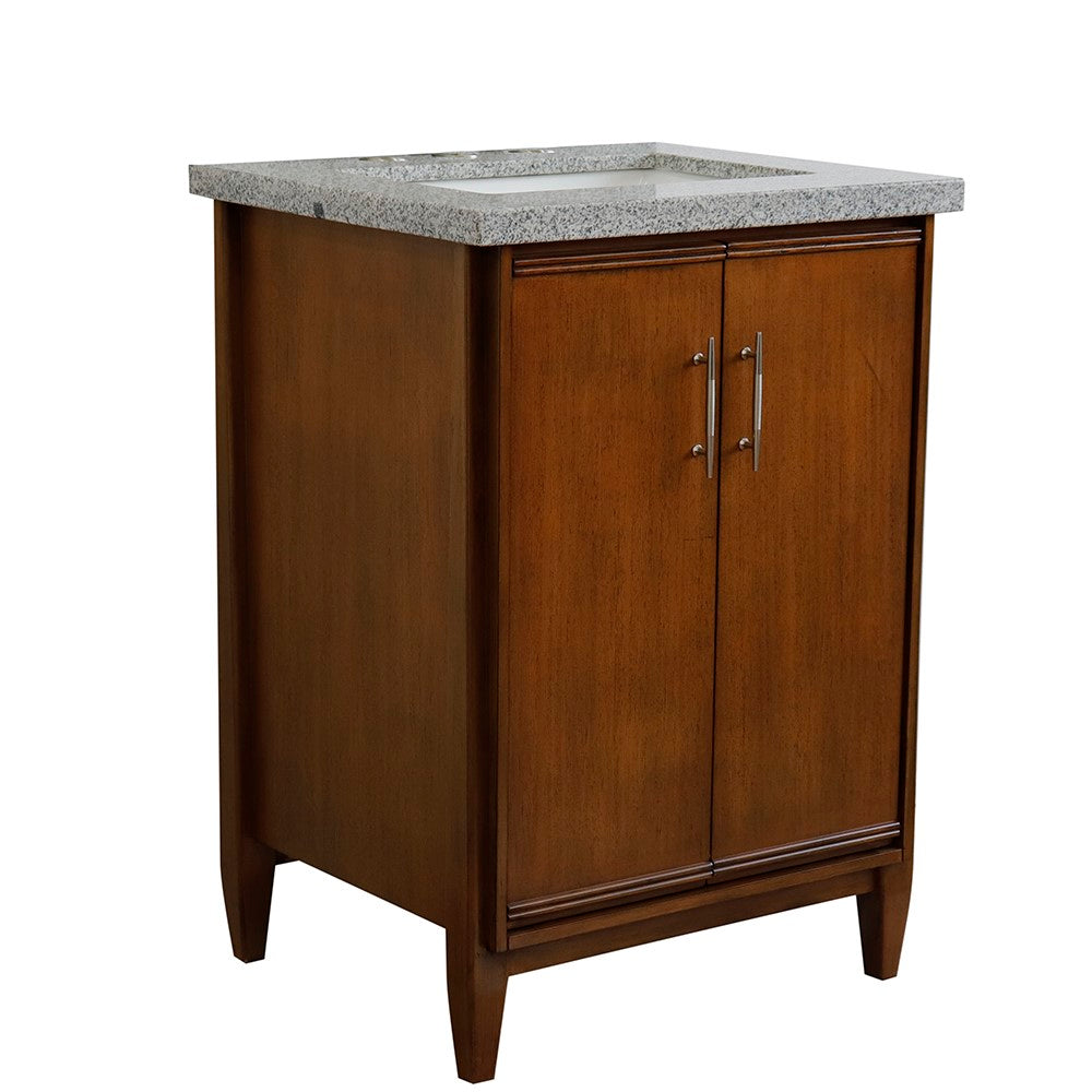 Bellaterra 25" Walnut Wood Single Vanity w/ Counter Top and Sink 400901-25-WA-GYR (Gray Granite)