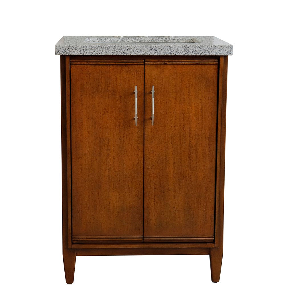 Bellaterra 25" Walnut Wood Single Vanity w/ Counter Top and Sink 400901-25-WA-GYR (Gray Granite)