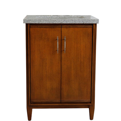 Bellaterra 25" Walnut Wood Single Vanity w/ Counter Top and Sink 400901-25-WA-GYR (Gray Granite)