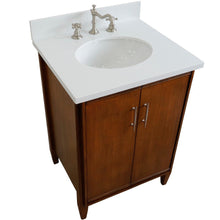 Load image into Gallery viewer, Bellaterra 25&quot; Walnut Wood Single Vanity w/ Counter Top and Sink 400901-25-WA-WEO (White Quartz)