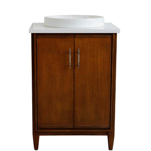 Bellaterra 25" Walnut Wood Single Vanity w/ Counter Top and Sink 400901-25-WA-WERD (White Quartz)