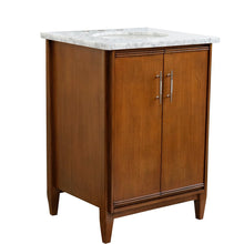 Load image into Gallery viewer, Bellaterra 25&quot; Walnut Wood Single Vanity w/ Counter Top and Sink 400901-25-WA-WMO (White Carrara Marble)