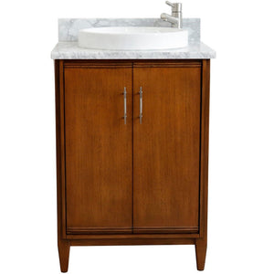 Bellaterra 25" Walnut Wood Single Vanity w/ Counter Top and Sink 400901-25-WA-WMRD (White Carrara Marble)