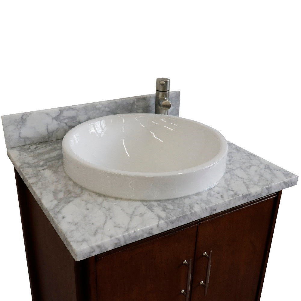 Bellaterra 25" Walnut Wood Single Vanity w/ Counter Top and Sink 400901-25-WA-WMRD (White Carrara Marble)