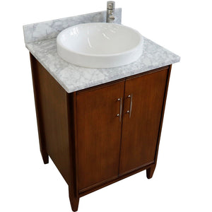 Bellaterra 25" Walnut Wood Single Vanity w/ Counter Top and Sink 400901-25-WA-WMRD (White Carrara Marble)