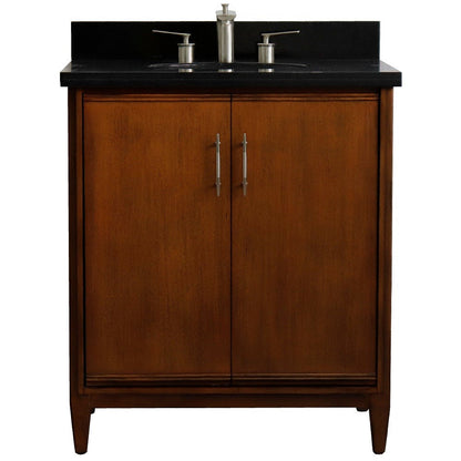 Bellaterra 400901-31-WA-BGO 31" Single Sink Vanity in Walnut Finish with Counter Top and Sink Black Galaxy Granite