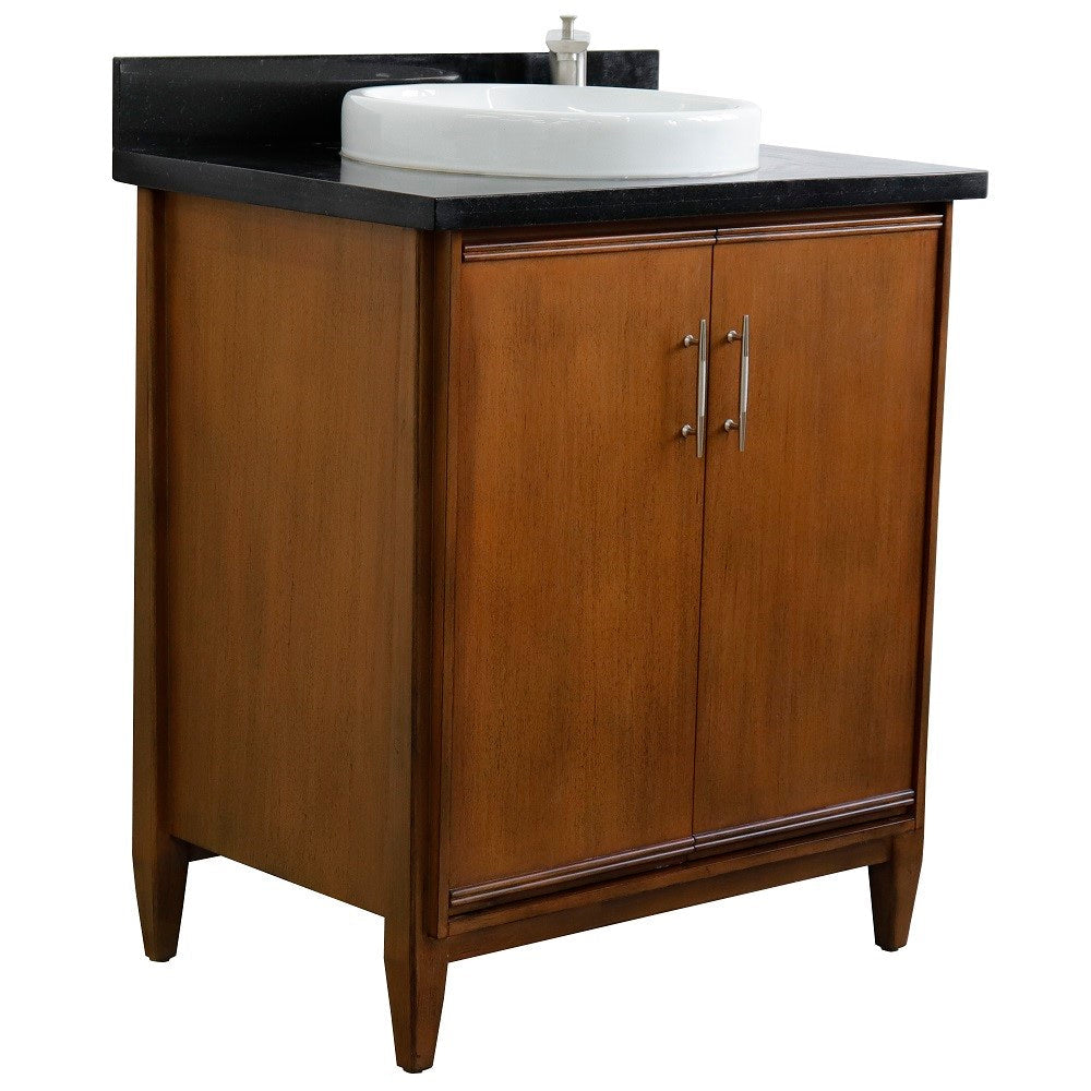 Bellaterra 400901-31-WA-BGRD 31" Single Sink Vanity in Walnut Finish with Counter Top and Sink Black Galaxy Granite