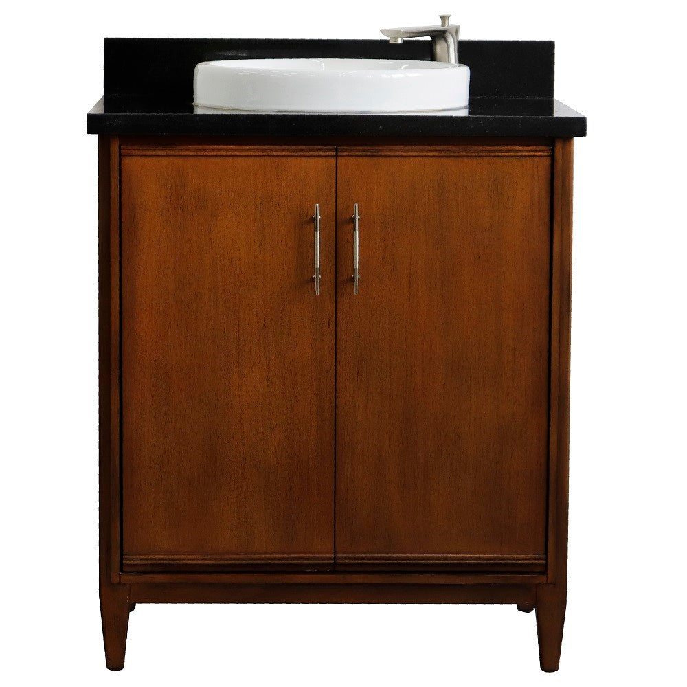 Bellaterra 400901-31-WA-BGRD 31" Single Sink Vanity in Walnut Finish with Counter Top and Sink Black Galaxy Granite