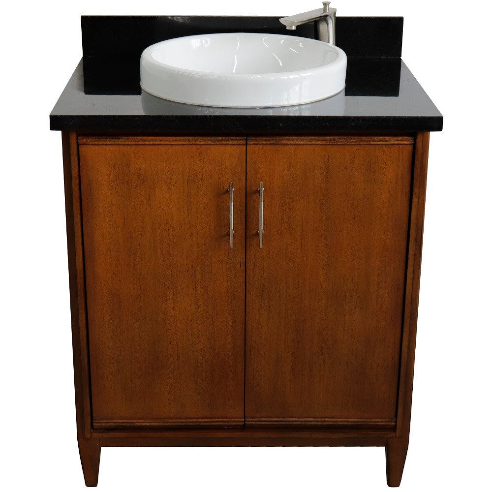 Bellaterra 400901-31-WA-BGRD 31" Single Sink Vanity in Walnut Finish with Counter Top and Sink Black Galaxy Granite