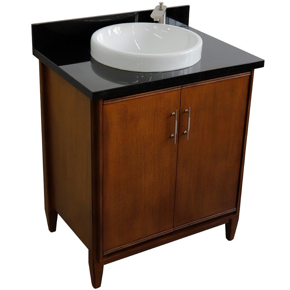 Bellaterra 400901-31-WA-BGRD 31" Single Sink Vanity in Walnut Finish with Counter Top and Sink Black Galaxy Granite