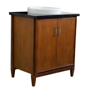 Bellaterra 400901-31-WA-BGRD 31" Single Sink Vanity in Walnut Finish with Counter Top and Sink Black Galaxy Granite