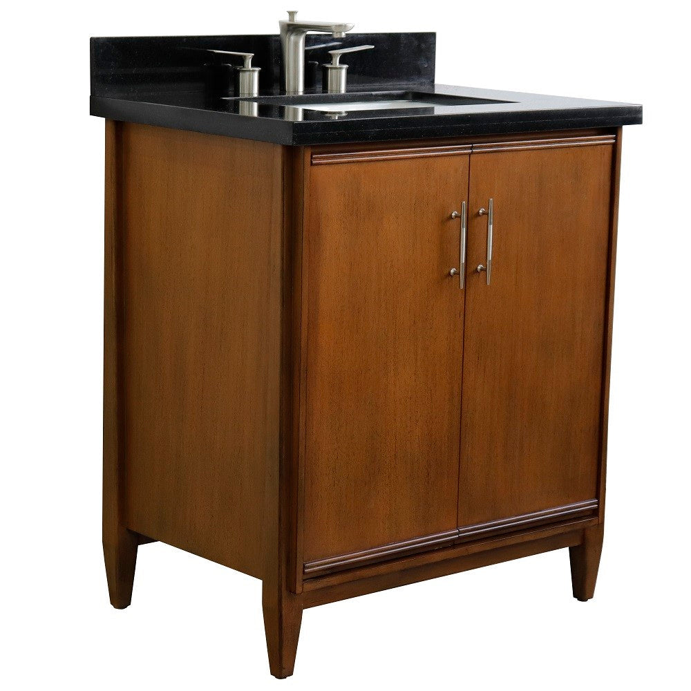 Bellaterra 400901-31-WA-BGR 31" Single Sink Vanity in Walnut Finish with Counter Top and Sink Black Galaxy Granite