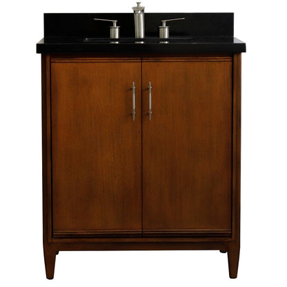 Bellaterra 400901-31-WA-BGR 31" Single Sink Vanity in Walnut Finish with Counter Top and Sink Black Galaxy Granite