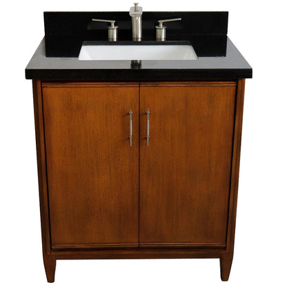 Bellaterra 400901-31-WA-BGR 31" Single Sink Vanity in Walnut Finish with Counter Top and Sink Black Galaxy Granite