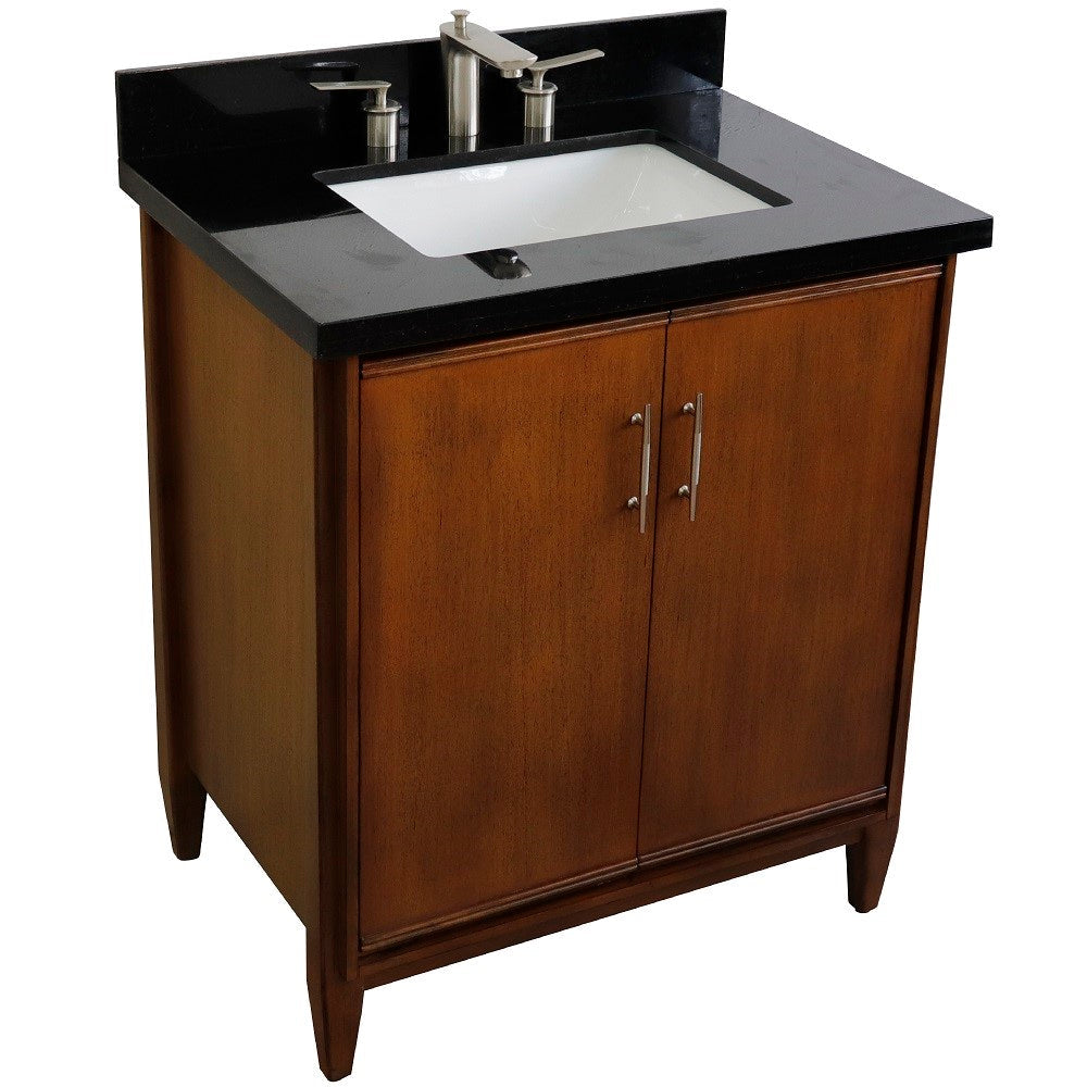 Bellaterra 400901-31-WA-BGR 31" Single Sink Vanity in Walnut Finish with Counter Top and Sink Black Galaxy Granite