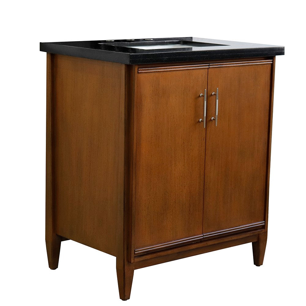 Bellaterra 400901-31-WA-BGR 31" Single Sink Vanity in Walnut Finish with Counter Top and Sink Black Galaxy Granite