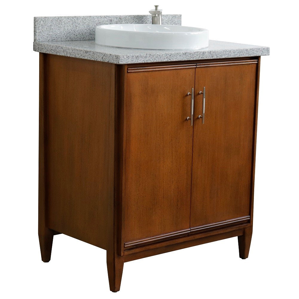 Bellaterra 400901-31-WA-GYRD 31" Single Sink Vanity in Walnut Finish with Counter Top and Sink Gray Granite