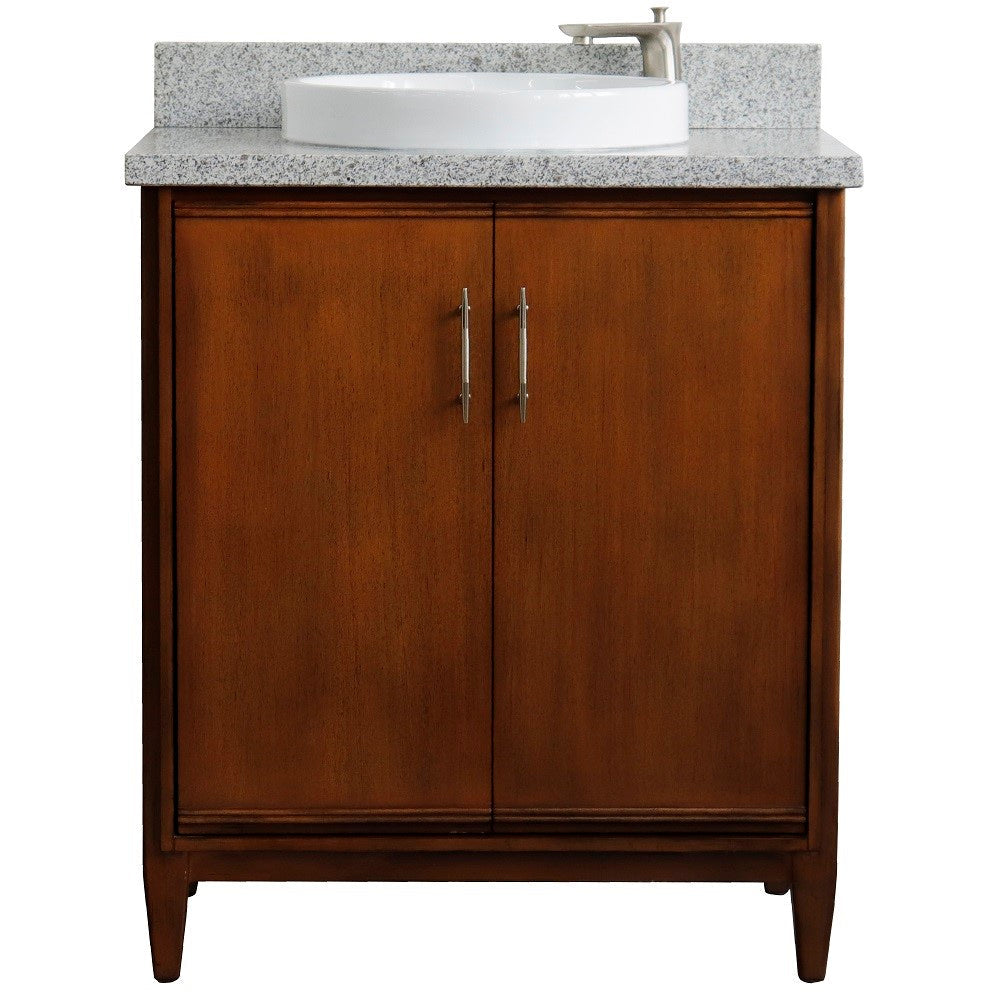 Bellaterra 400901-31-WA-GYRD 31" Single Sink Vanity in Walnut Finish with Counter Top and Sink Gray Granite