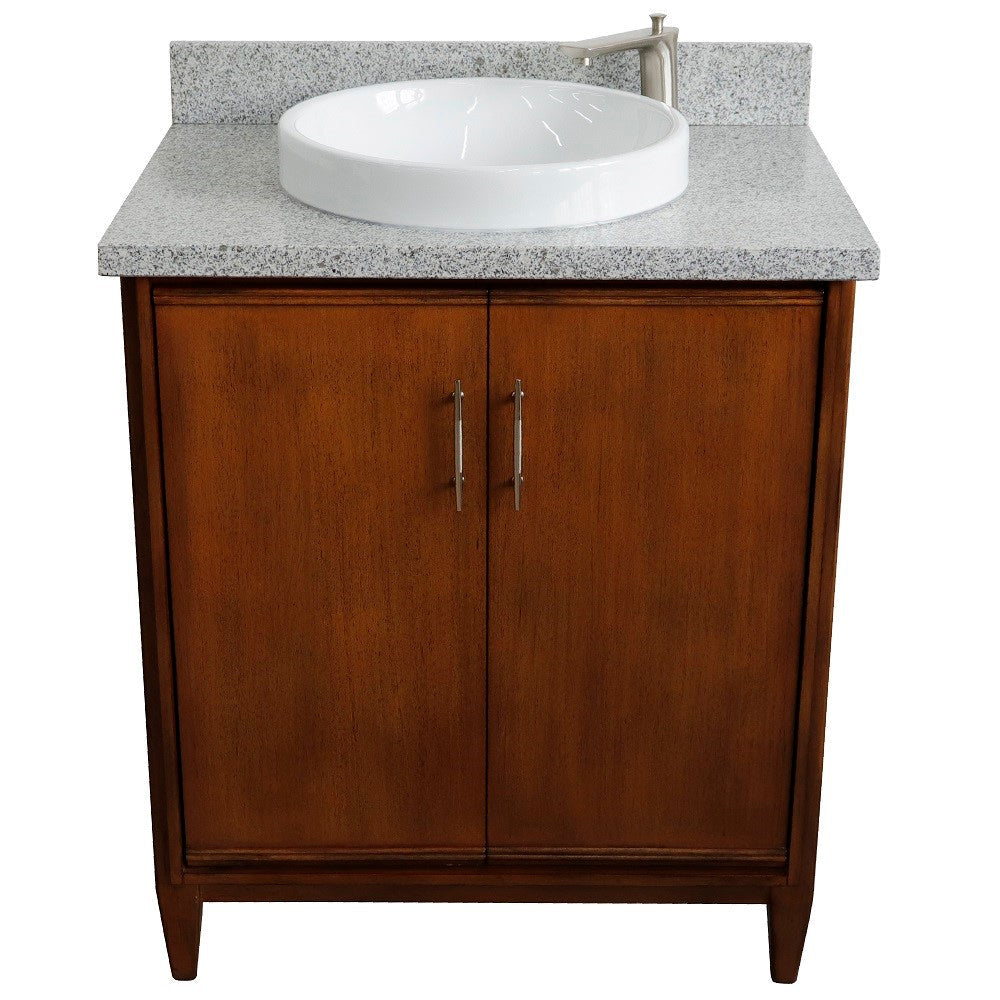 Bellaterra 400901-31-WA-GYRD 31" Single Sink Vanity in Walnut Finish with Counter Top and Sink Gray Granite