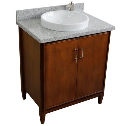 Bellaterra 400901-31-WA-GYRD 31" Single Sink Vanity in Walnut Finish with Counter Top and Sink Gray Granite