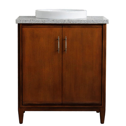 Bellaterra 400901-31-WA-GYRD 31" Single Sink Vanity in Walnut Finish with Counter Top and Sink Gray Granite