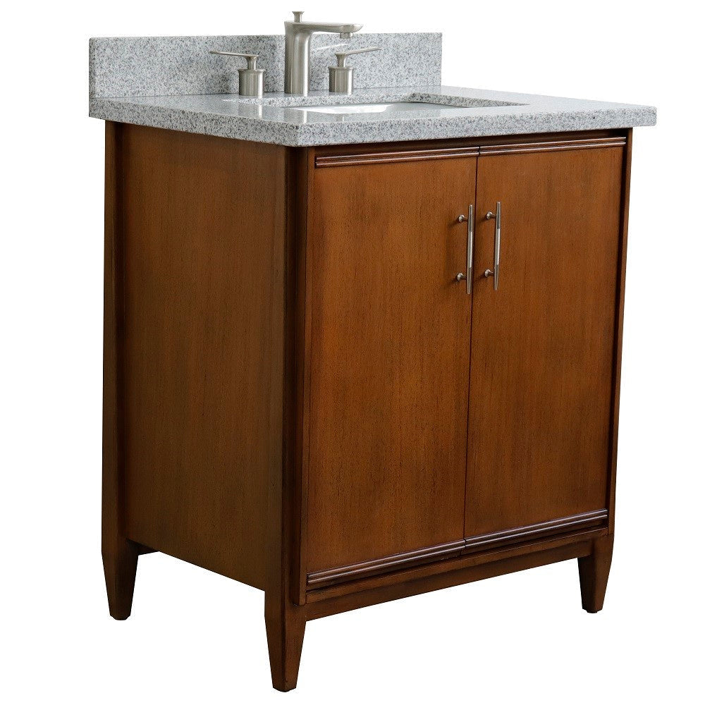 Bellaterra 400901-31-WA-GYR 31" Single Sink Vanity in Walnut Finish with Counter Top and Sink Gray Granite