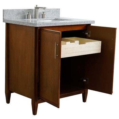 Bellaterra 400901-31-WA-GYR 31" Single Sink Vanity in Walnut Finish with Counter Top and Sink Gray Granite