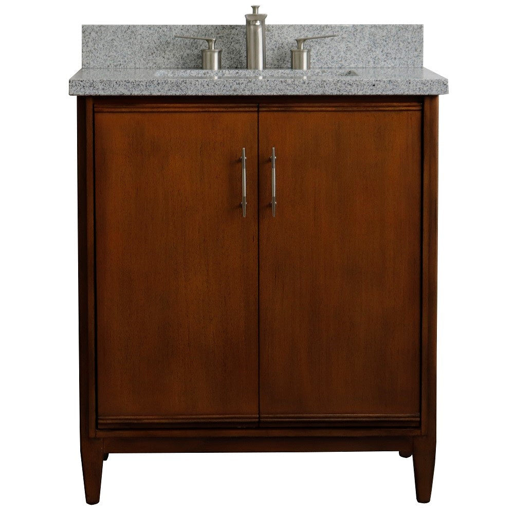 Bellaterra 400901-31-WA-GYR 31" Single Sink Vanity in Walnut Finish with Counter Top and Sink Gray Granite