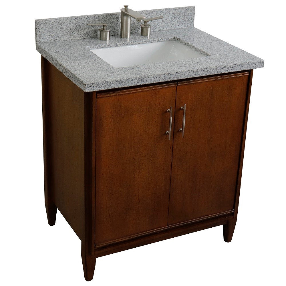 Bellaterra 400901-31-WA-GYR 31" Single Sink Vanity in Walnut Finish with Counter Top and Sink Gray Granite