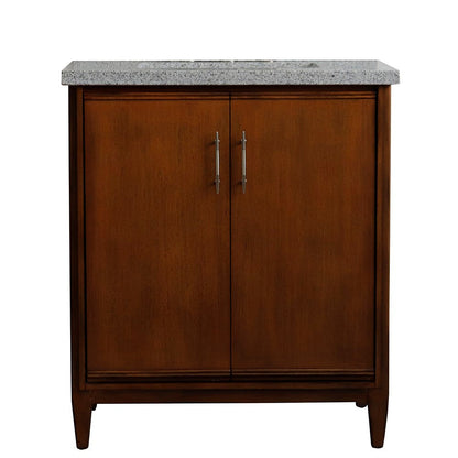 Bellaterra 400901-31-WA-GYR 31" Single Sink Vanity in Walnut Finish with Counter Top and Sink Gray Granite