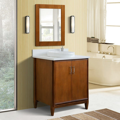 Bellaterra 400901-31-WA-WERD 31" Single Sink Vanity in Walnut Finish with Counter Top and Sink White Quartz